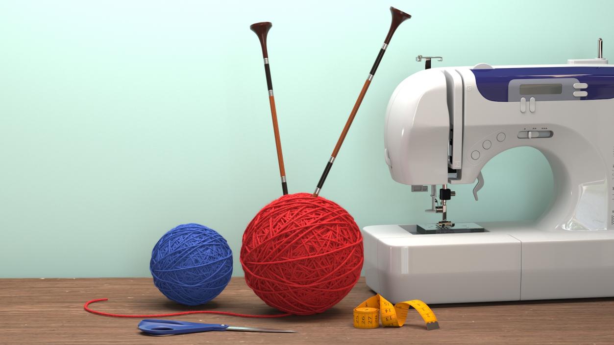3D Knitting Needles Wooden model