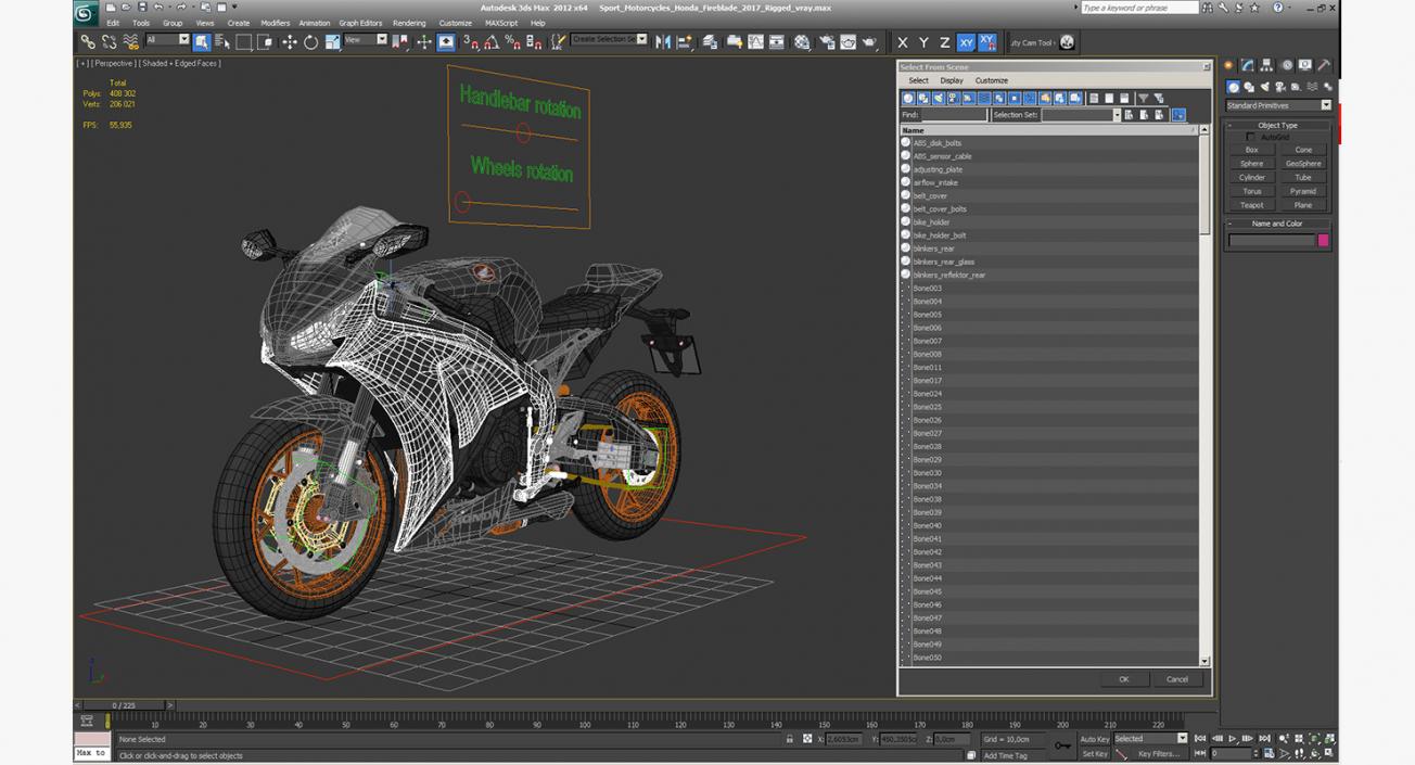 Sport Motorcycle Honda Fireblade 2017 Rigged 3D model
