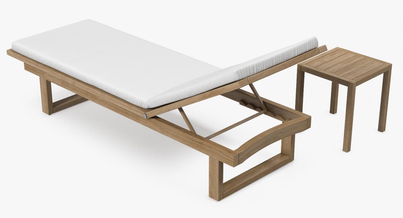 3D Garden Wooden Sun Lounger with Table