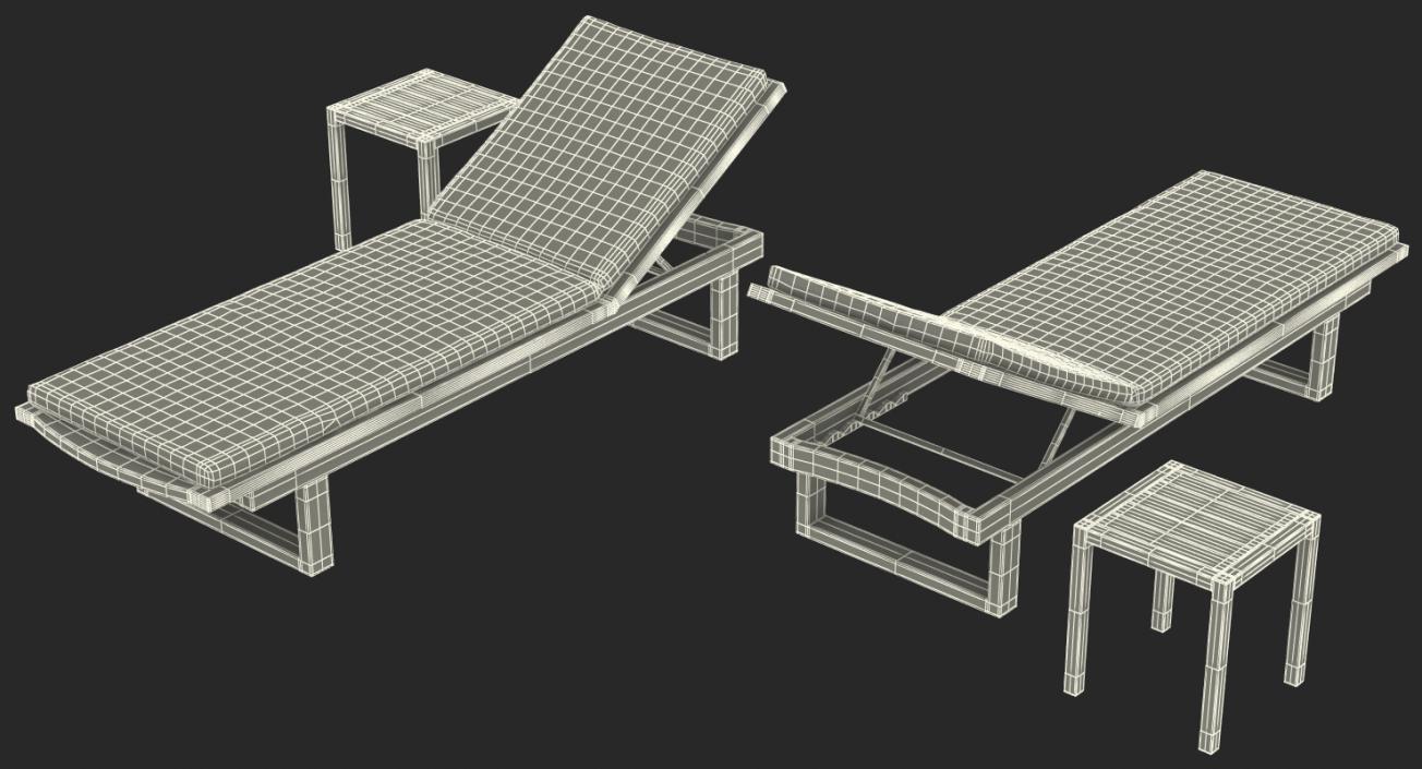 3D Garden Wooden Sun Lounger with Table