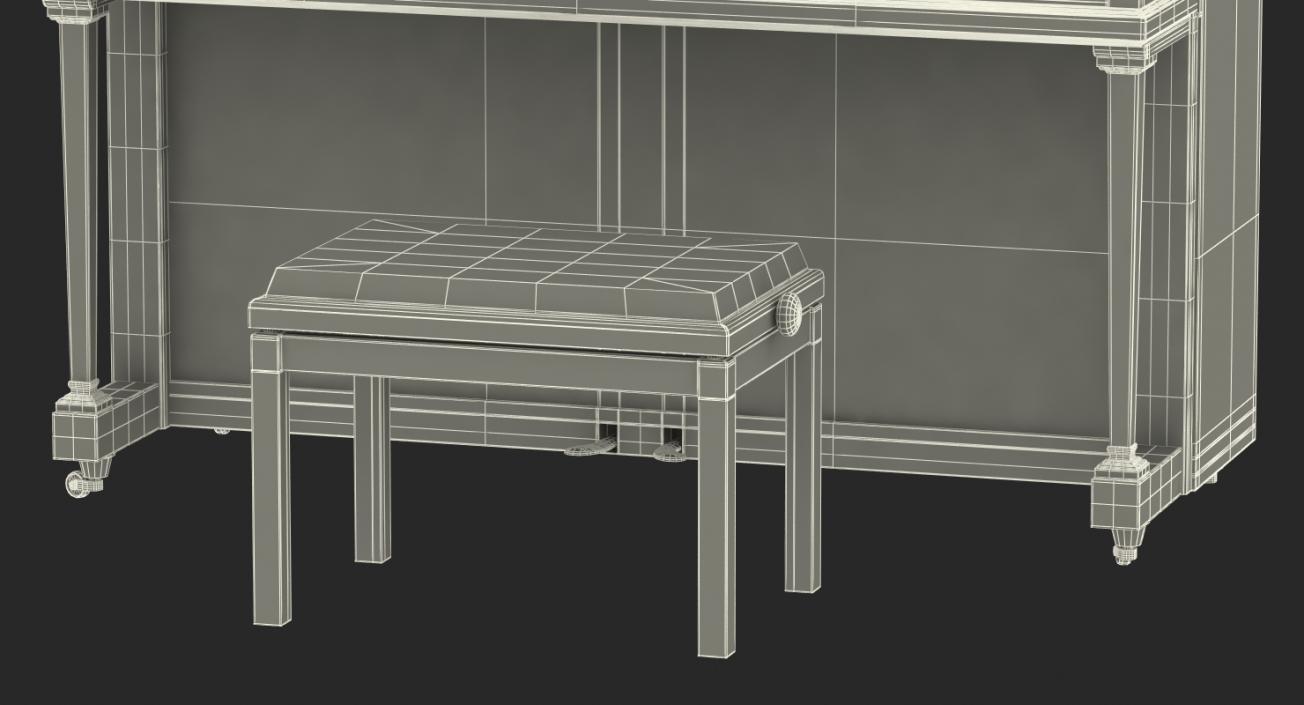 Upright Piano with Bench 3D model