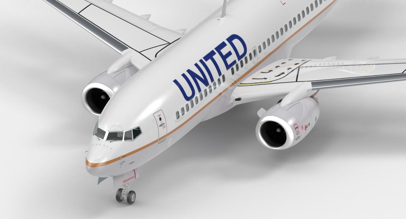 Boeing 737-700 United Airlines Rigged 3D