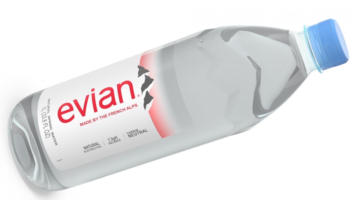 3D model Evian Natural Mineral Water 1L Plastic Bottle