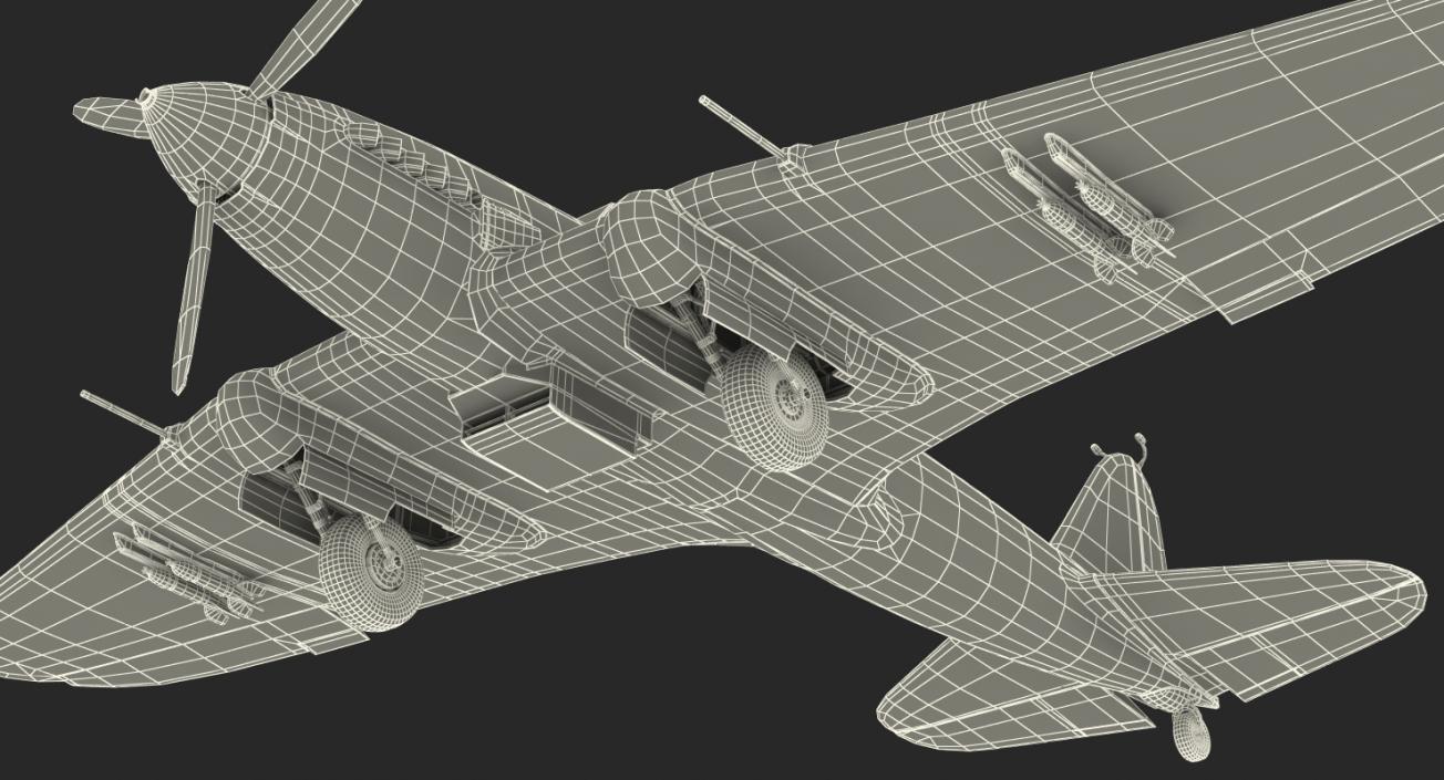 3D Ilyushin Il-2 WWII Soviet Attack Aircraft Rigged model