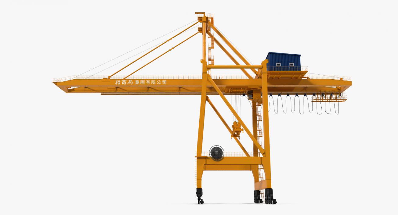 3D model Container Handling Gantry Crane Orange Rigged