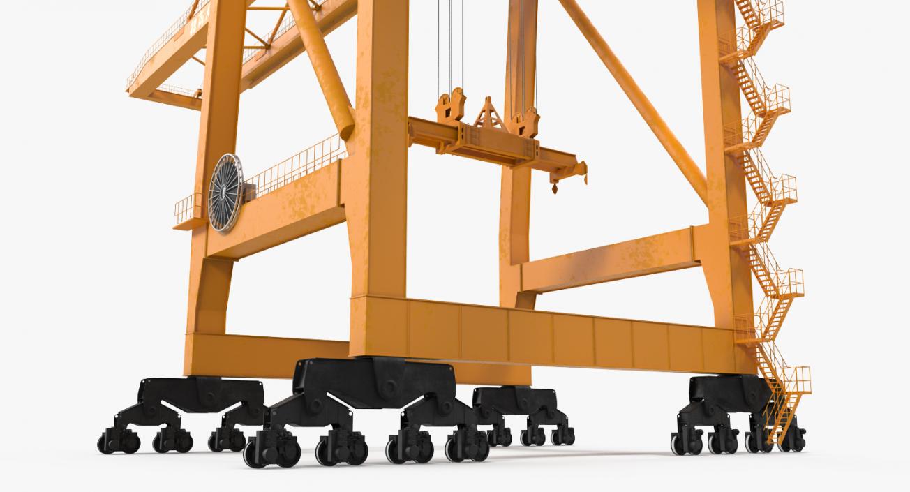 3D model Container Handling Gantry Crane Orange Rigged