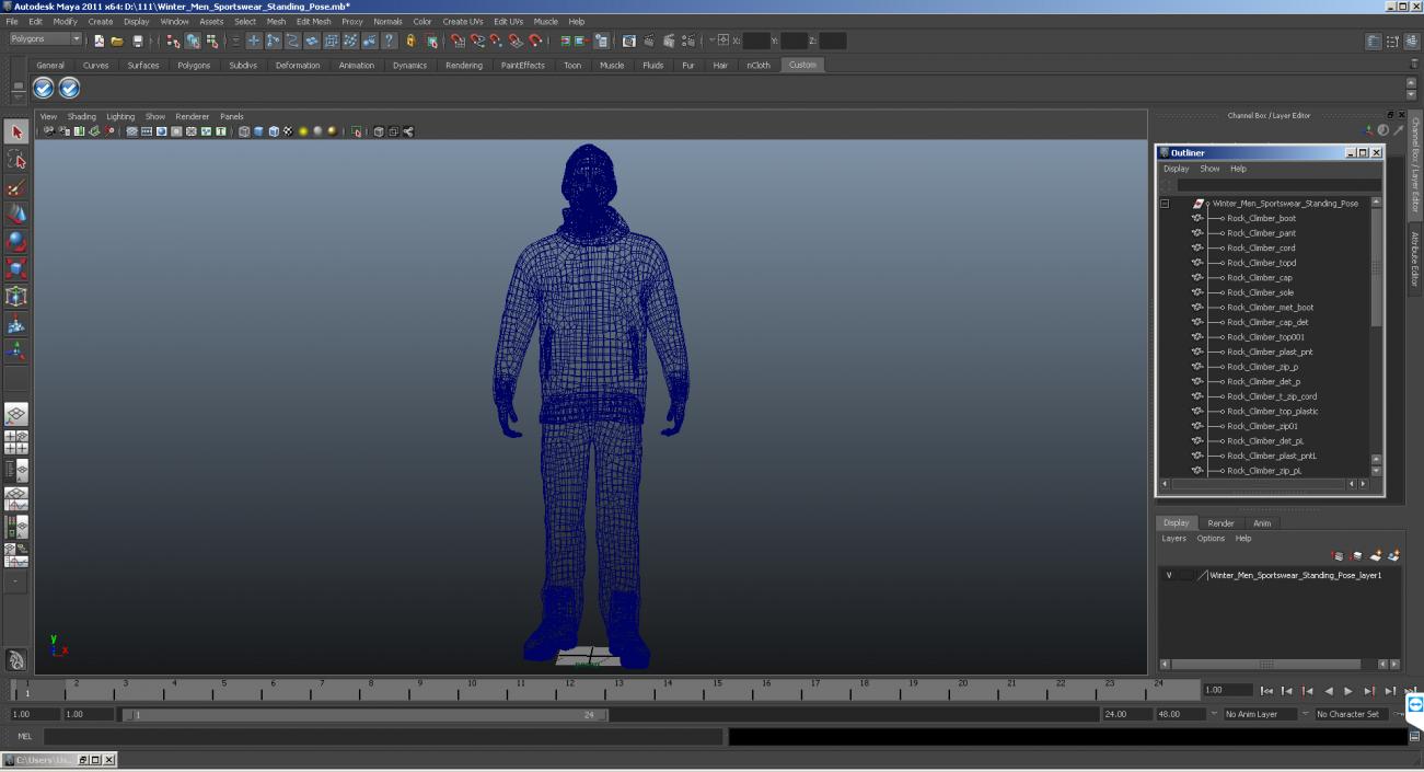 3D model Winter Men Sportswear Standing Pose