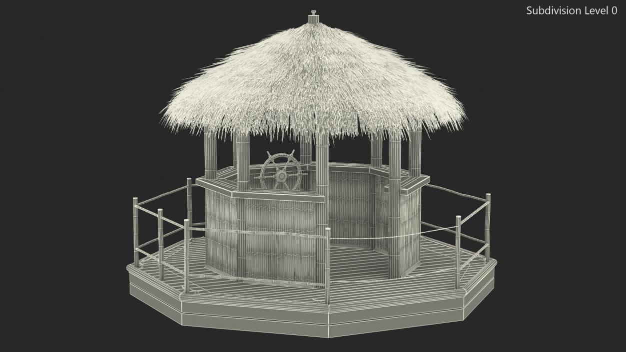 Floating Tiki Bar Boat 3D