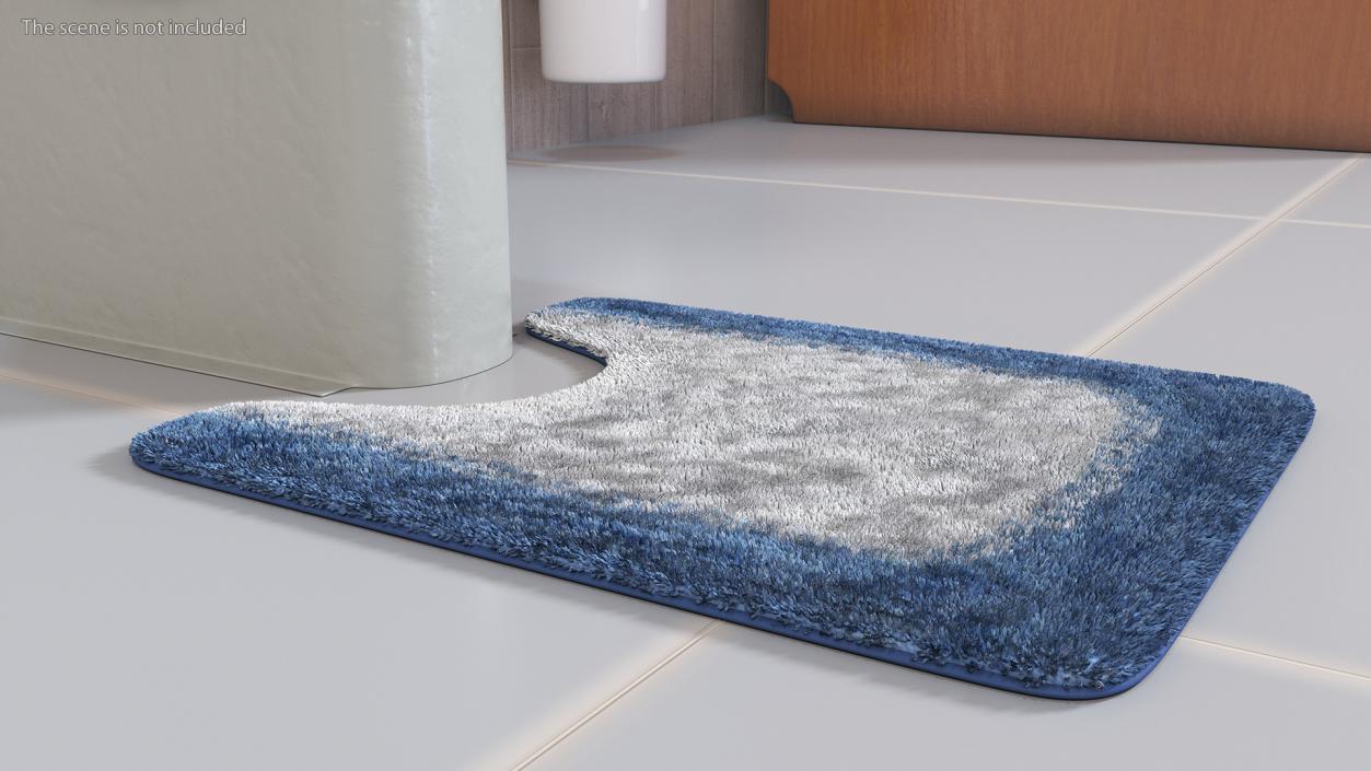 Blue Bathroom Contour Rug Fur 3D model