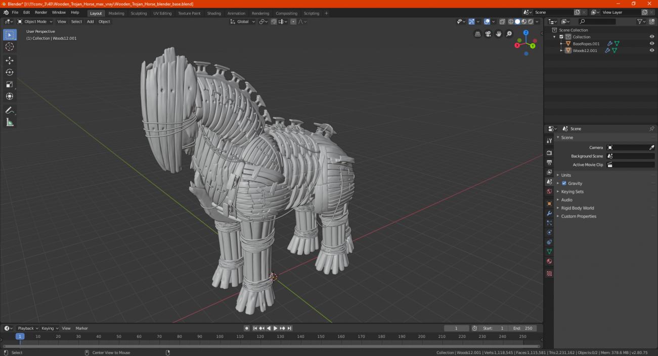 Wooden Trojan Horse 3D model