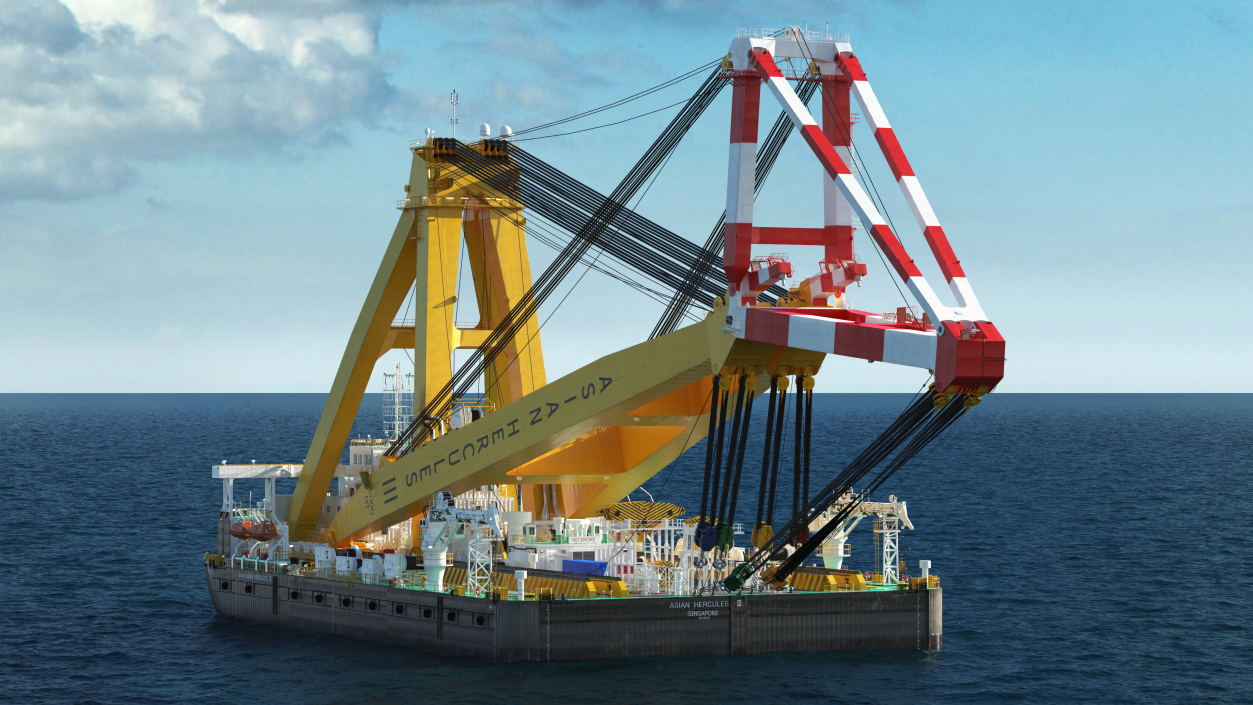 Floating Crane Ship 3D model