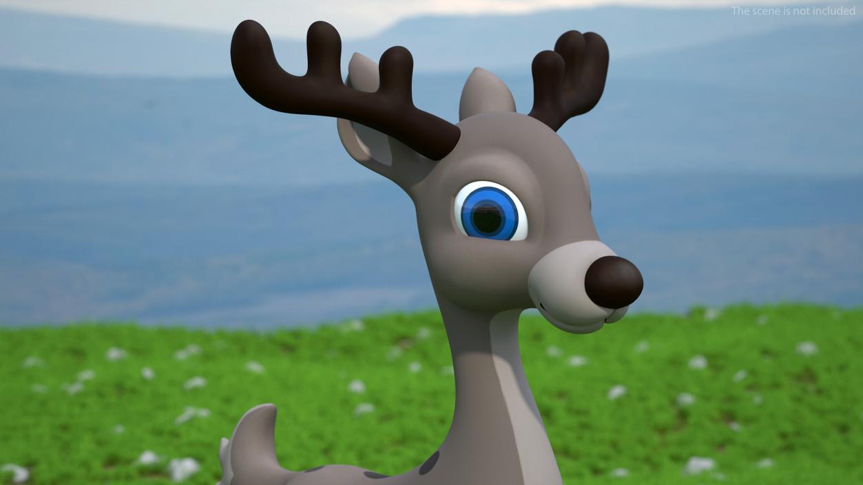 Grey Cartoon Deer Rigged 3D model