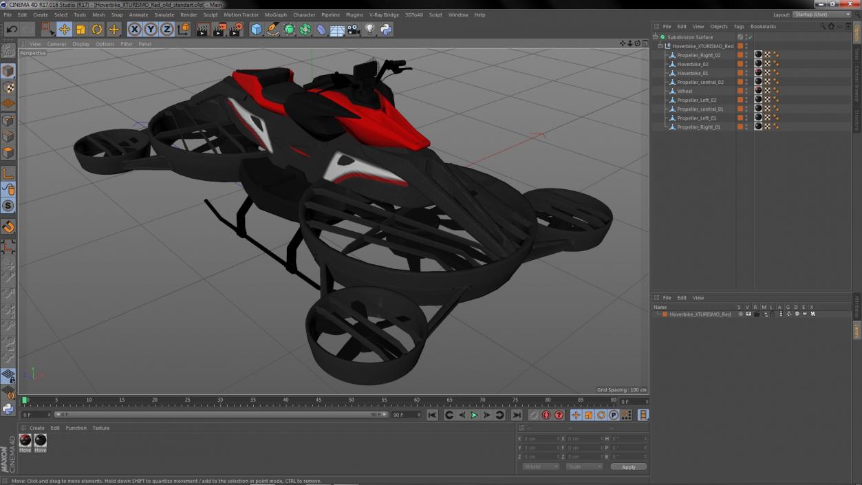 Hoverbike XTURISMO Red 3D