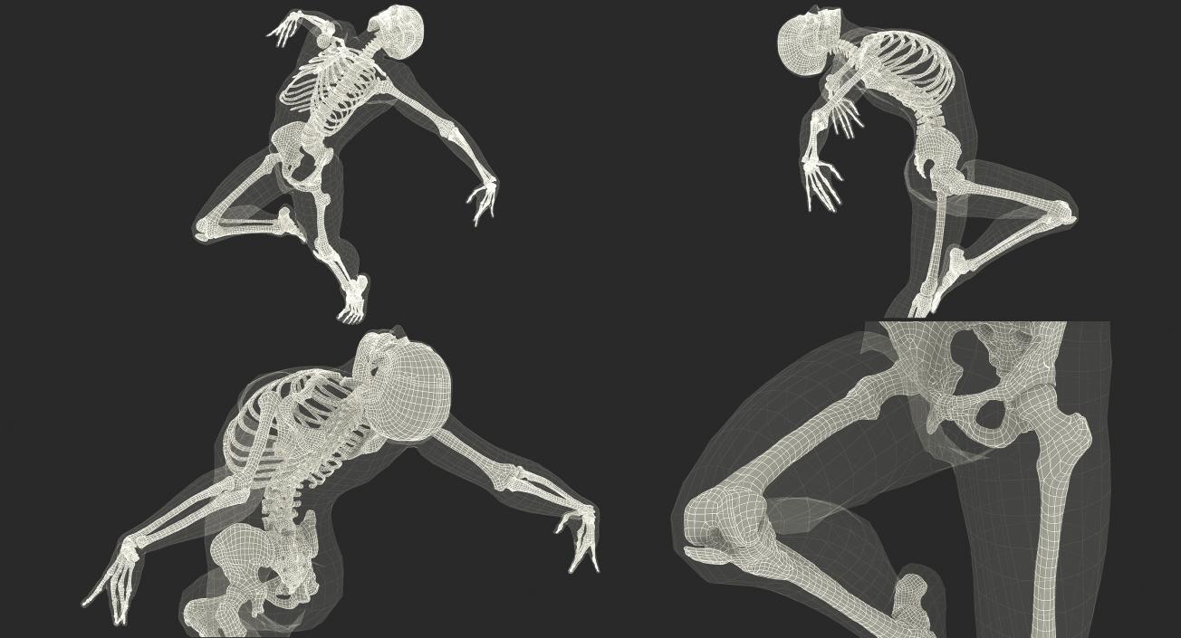 3D model Male Body with Skeleton Ballet Pose