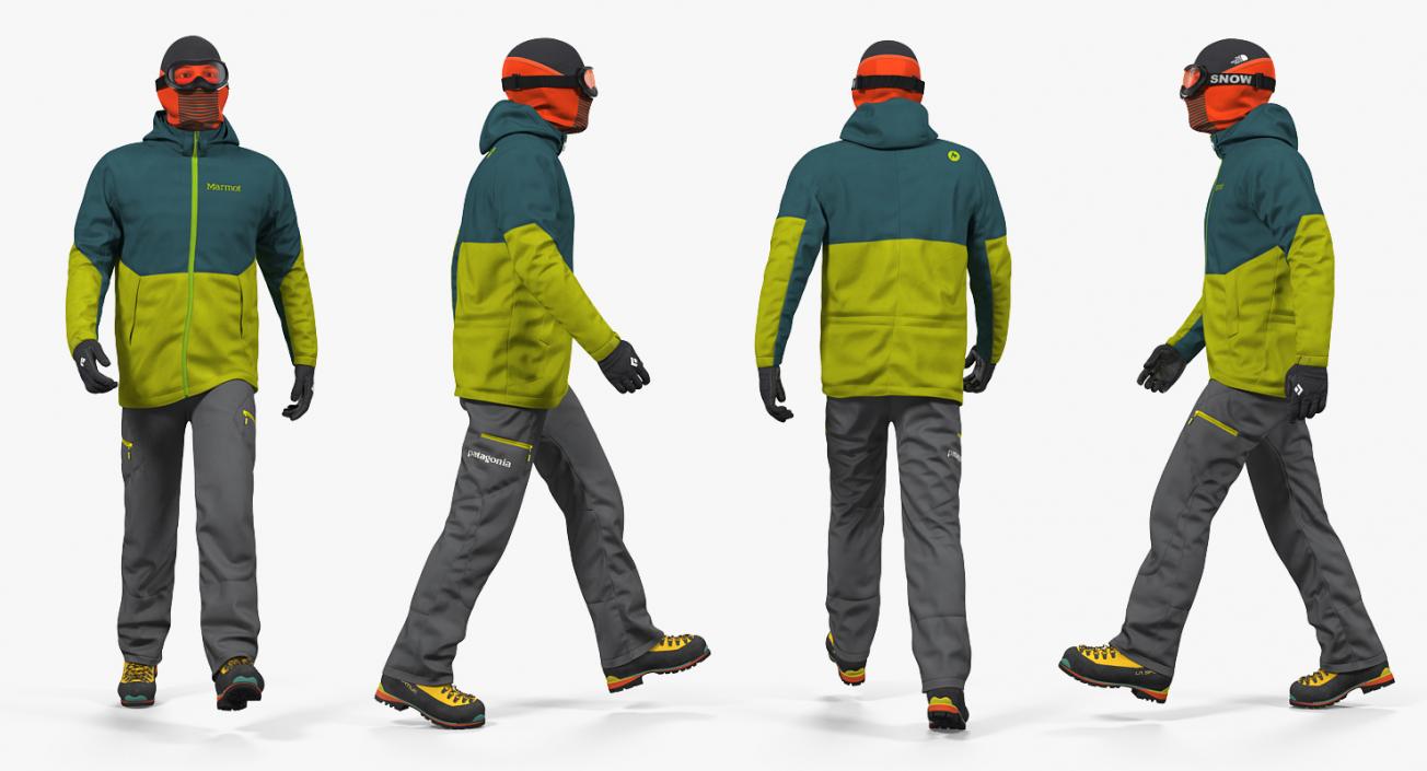 3D Rock Climber Winter Hiking Gear Rigged model