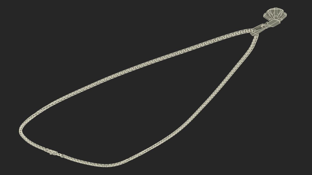 Silver Necklace with Gem 3D model