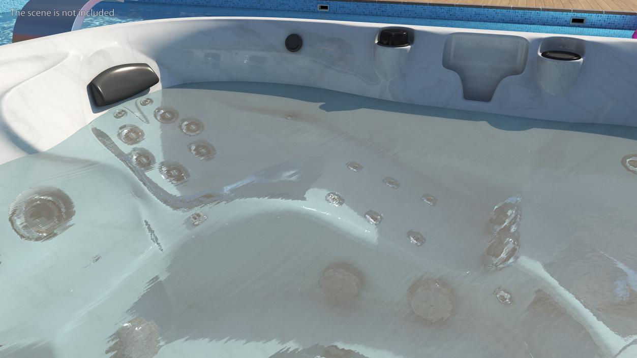 Large Hot Tub with Water 3D model