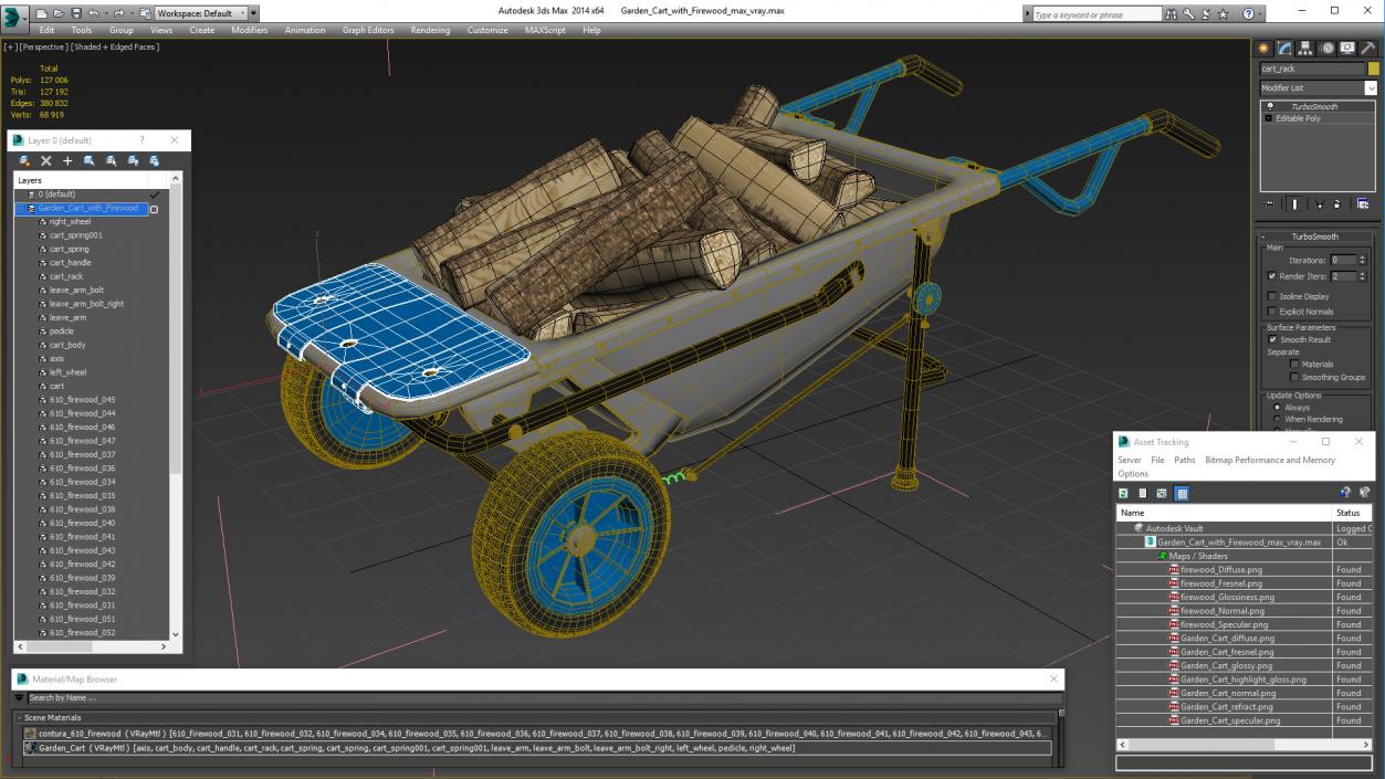 3D model Garden Cart with Firewood