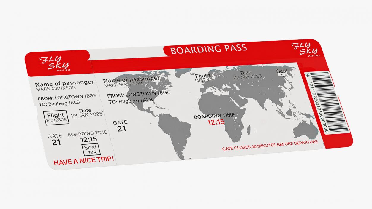 Red Boarding Pass 3D