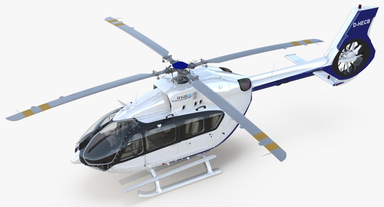 3D Light Utility Helicopter Eurocopter EC145 T2 Rigged