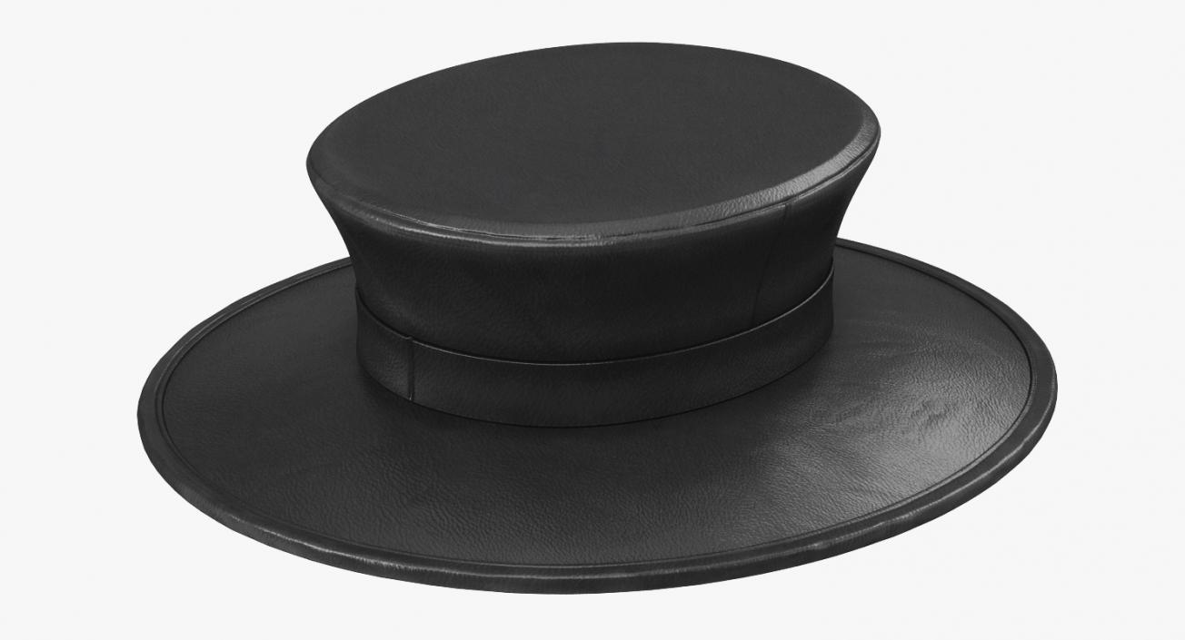 3D Black Leather Top Hat