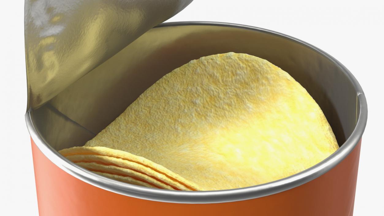 3D Open Potato Chips in Tube Package model