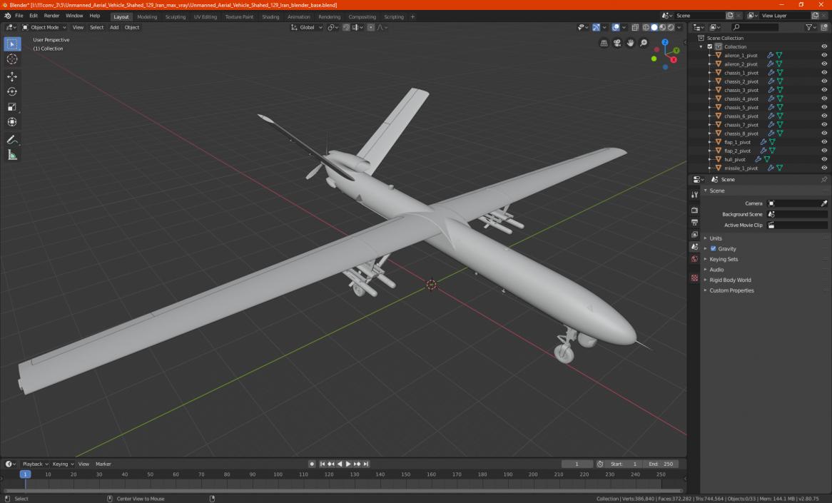 Unmanned Aerial Vehicle Shahed 129 Iran 3D model