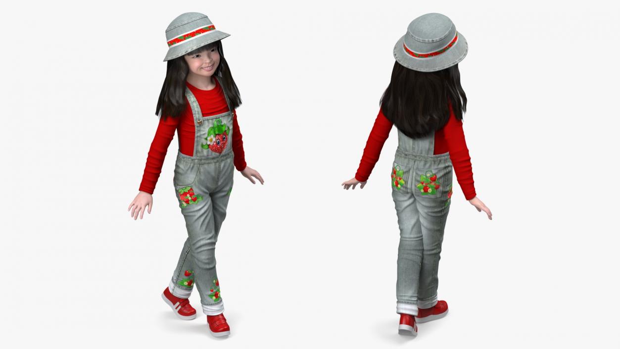 3D Smiling Girl in Street Clothes Walking model