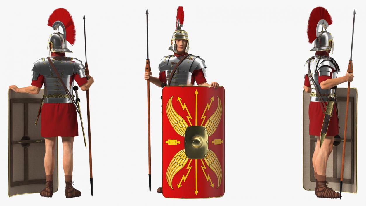 Roman Legionnaire Standing with Scutum and Pilum Fur 3D