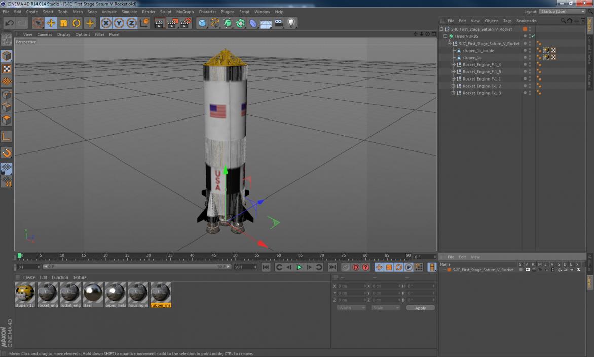 S-IC First Stage Saturn V Rocket 3D