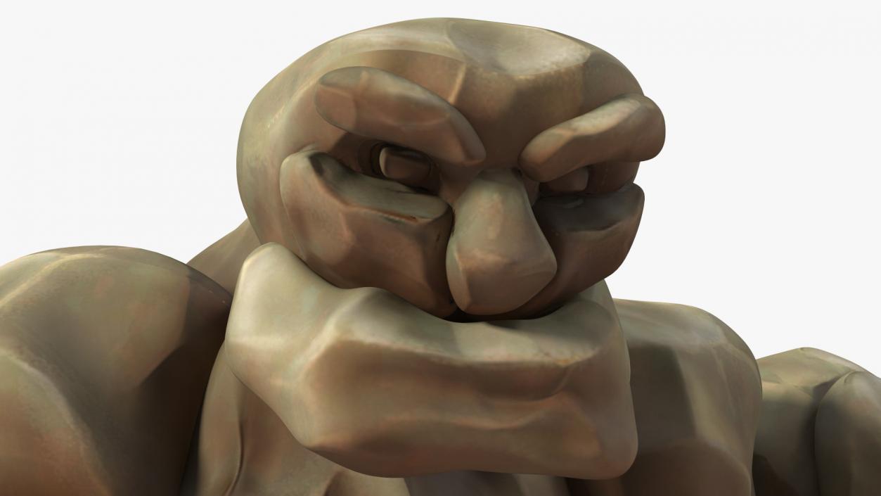 3D Stone Golem Cartoon Character Brown Rigged for Cinema 4D