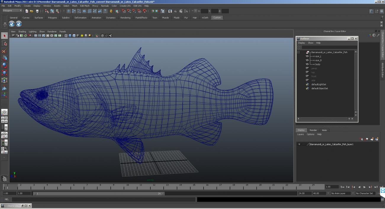 3D model Barramundi or Lates Calcarifer Fish