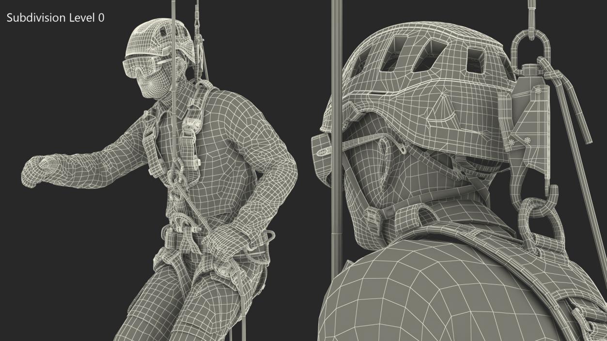 3D model High Altitude Worker Suspended Pose