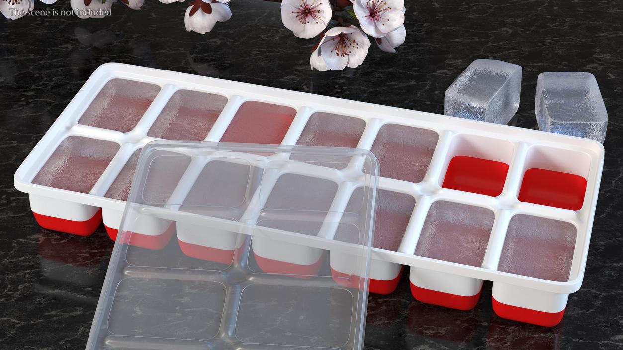 3D Full Ice Tray with Cover Red model