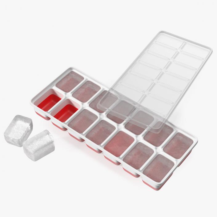 3D Full Ice Tray with Cover Red model