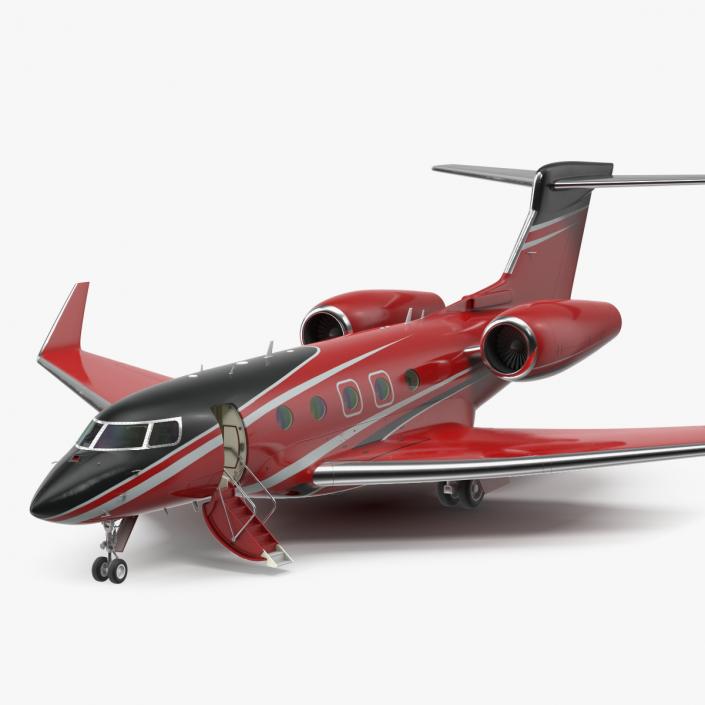 3D Business Jet Twin Engine Rigged