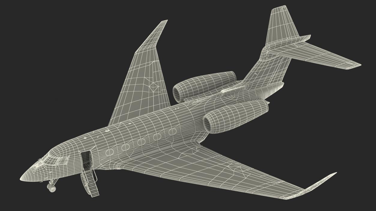 3D Business Jet Twin Engine Rigged