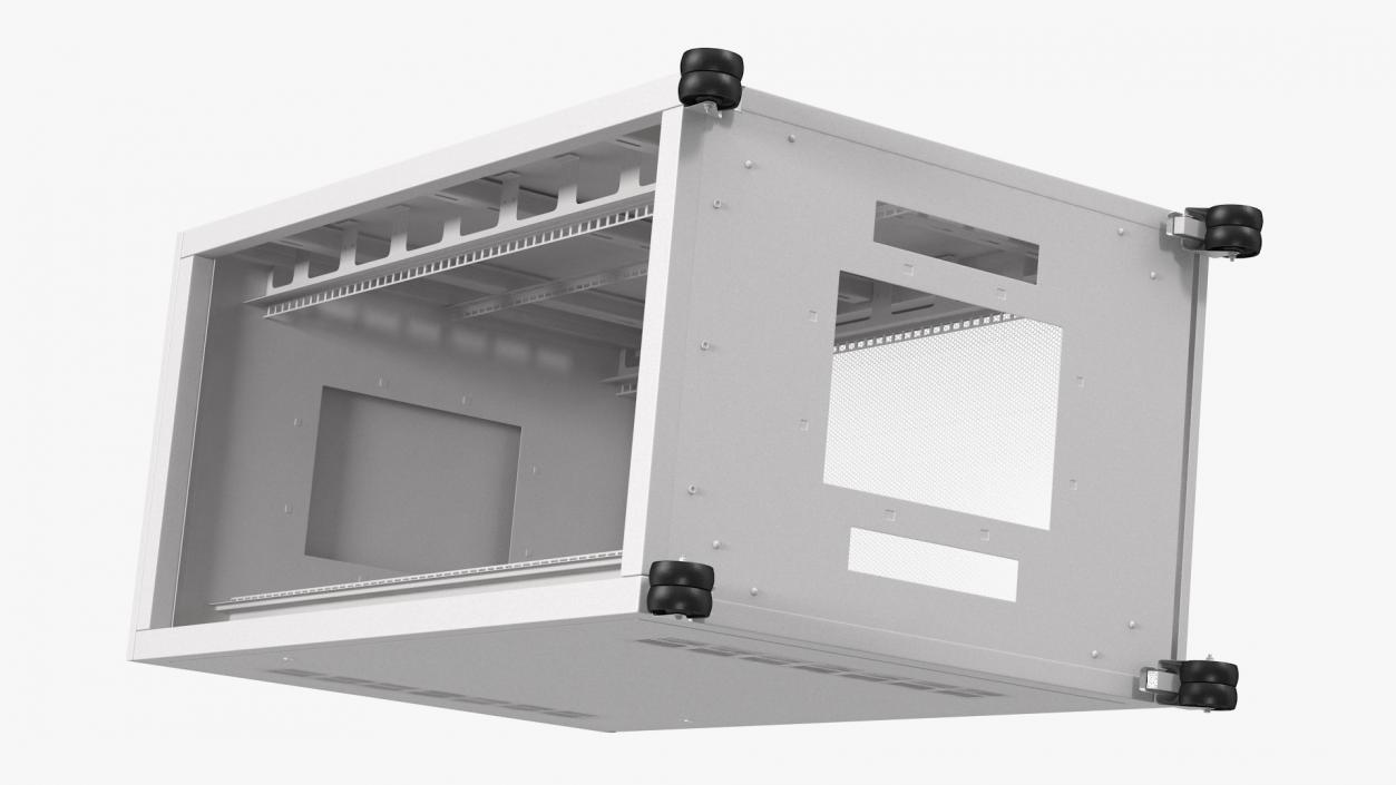 3D Floor Standing Rack Cabinet 27U White Empty model