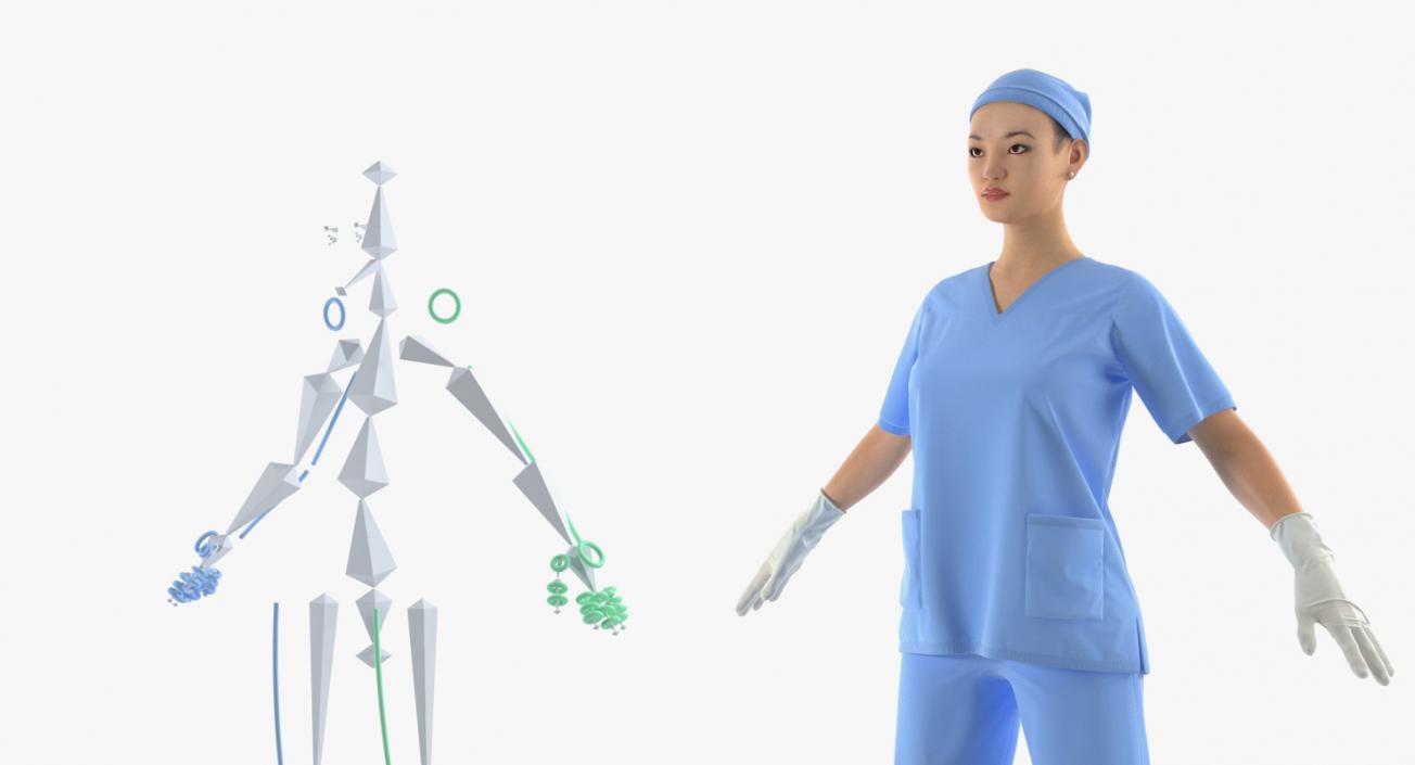 Asian Female Surgeon Rigged 2 3D model
