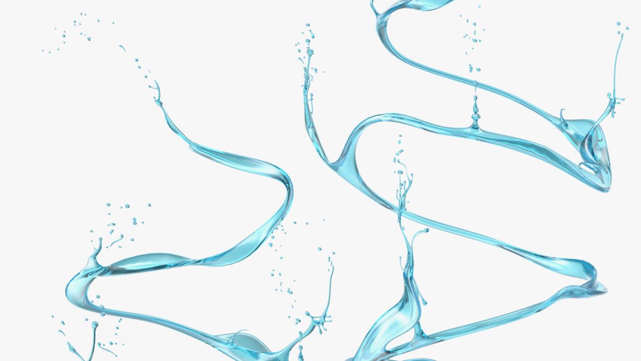3D Abstract Liquid Splash Blue Water model