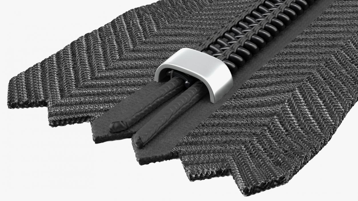 3D Closed End One Side Nylon Coil Zipper Black model