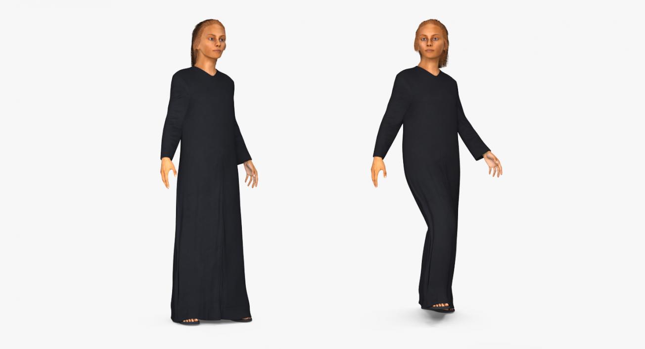 Arabian Woman in Black Abaya 2 Rigged 3D