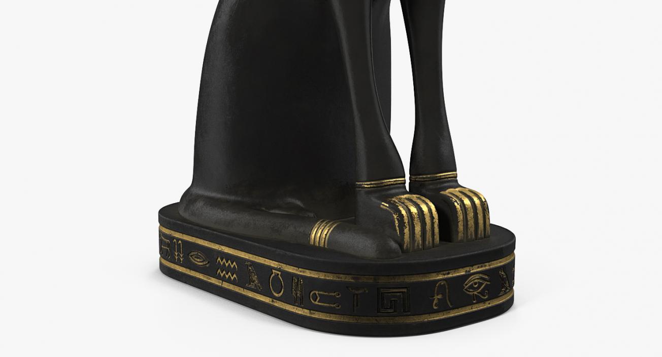 3D Ancient Egyptian Cat Statue Black model
