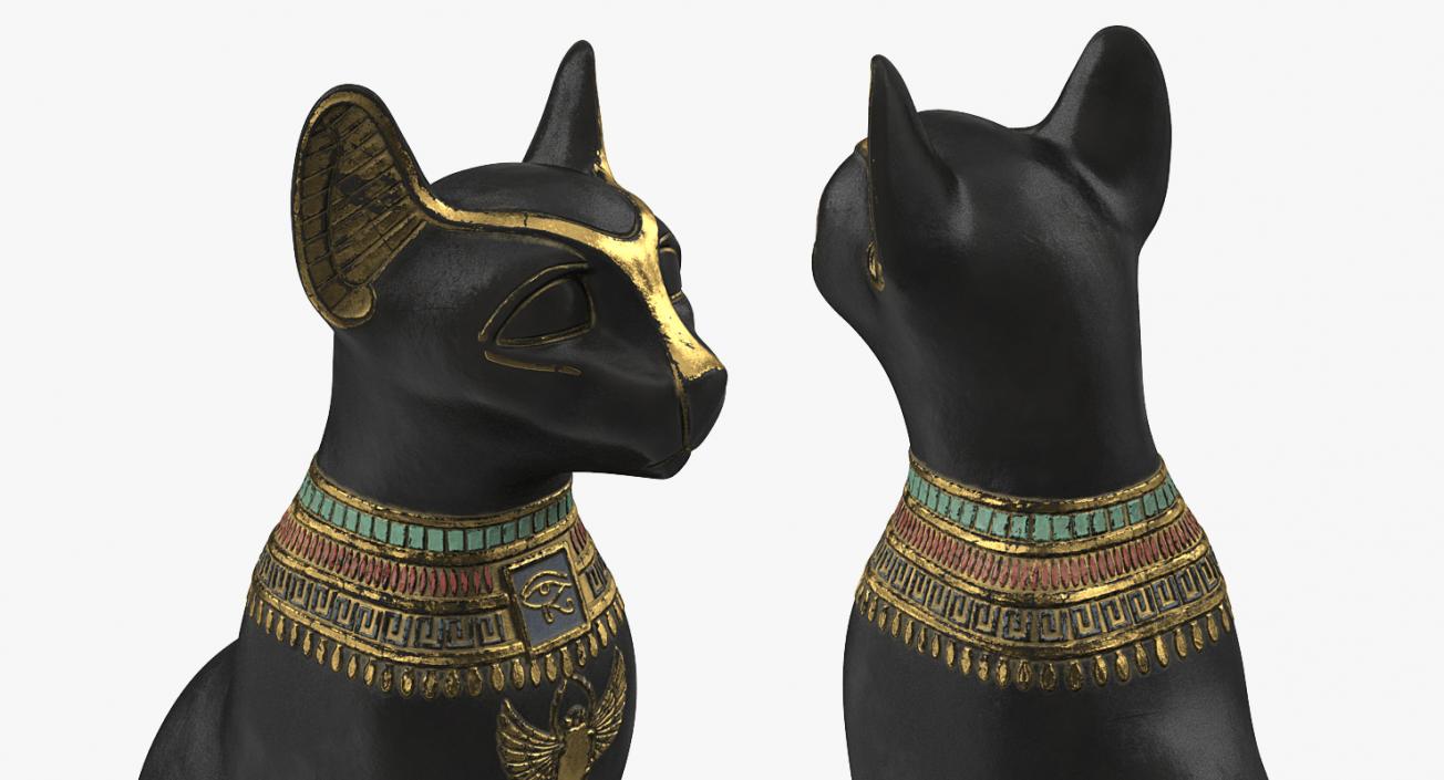 3D Ancient Egyptian Cat Statue Black model