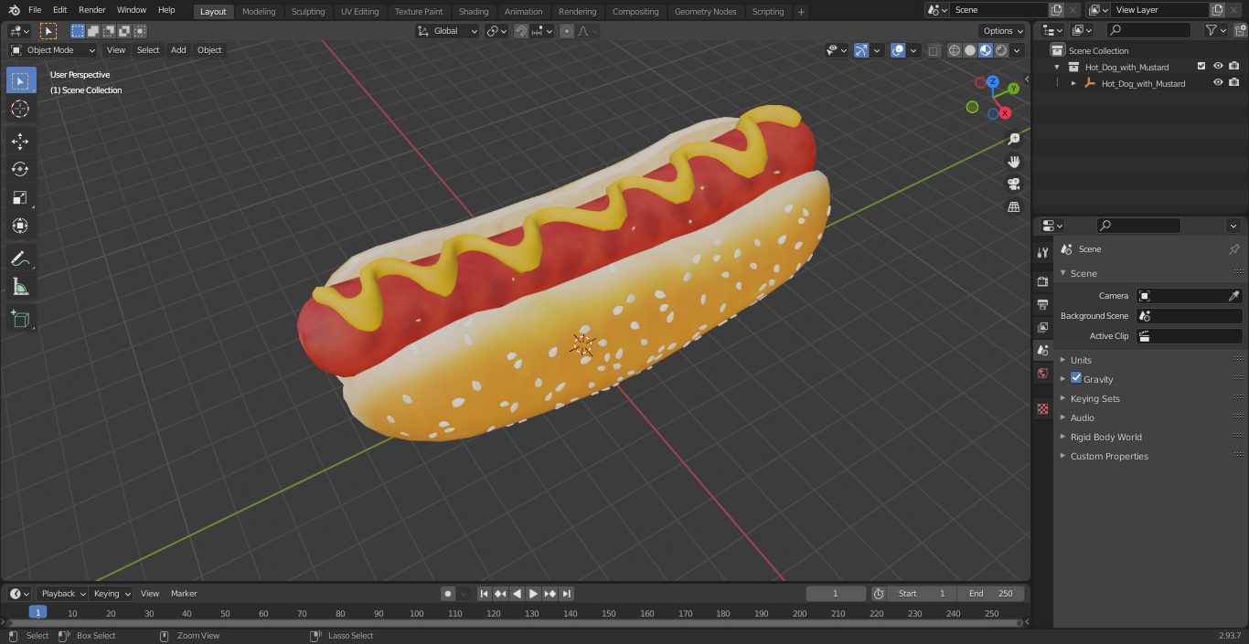 3D model Hot Dog with Mustard
