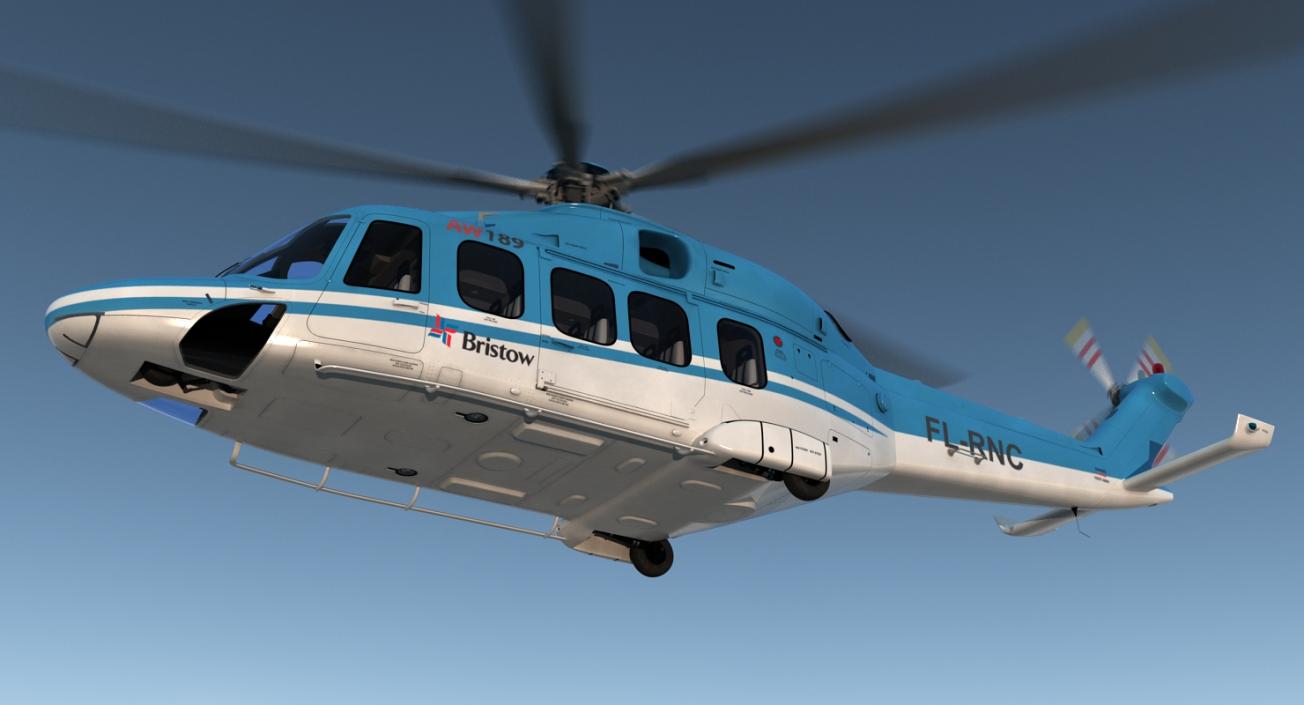 3D model Medium Lift Helicopter AgustaWestland AW189 Rigged