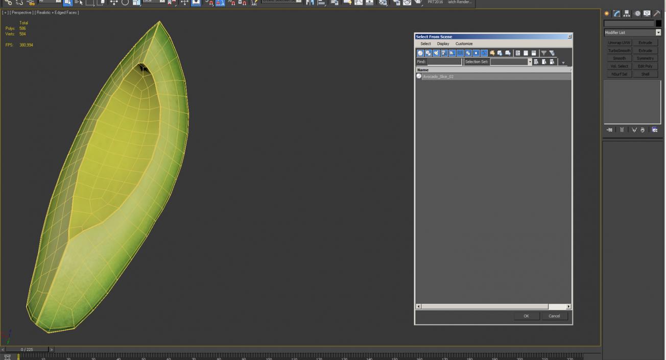 3D Avocado Slice model