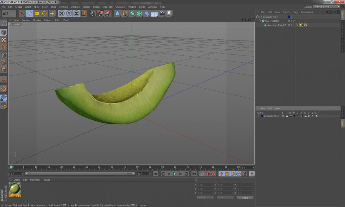 3D Avocado Slice model