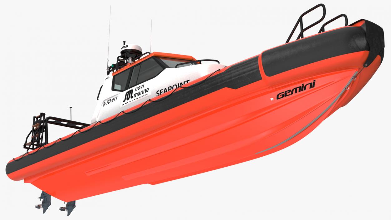 3D Motor Boat Orange Waverider 1060 GRP