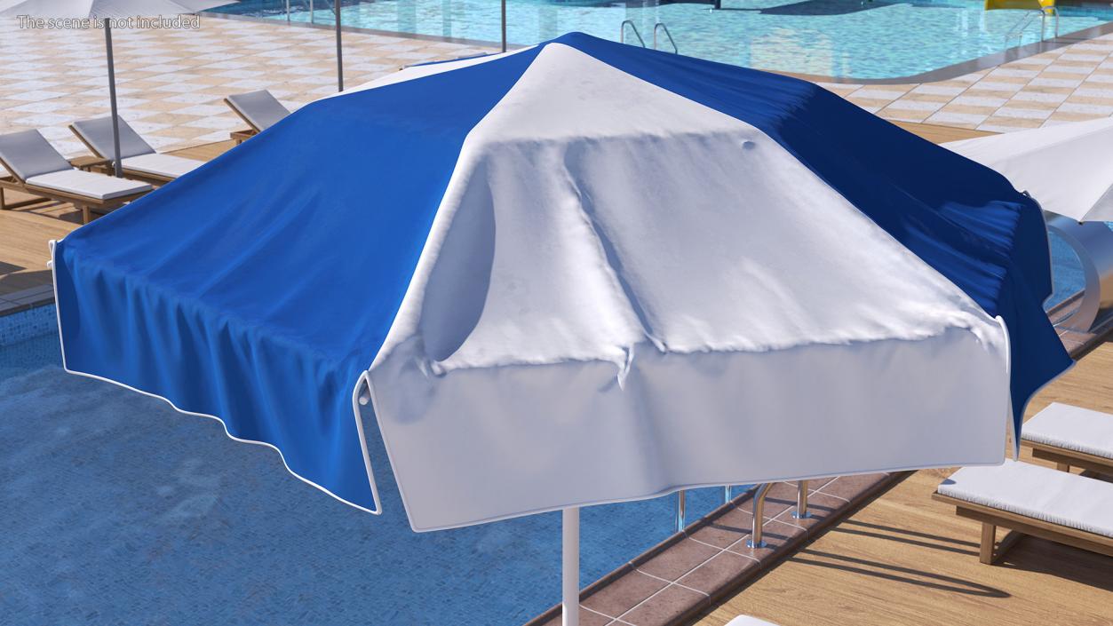 Beach Umbrella Blue and White 3D model